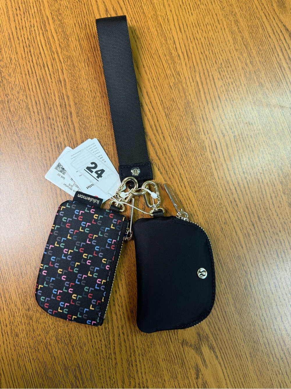 lululemon athletica Black Wristlet Key Pouch with Multicolor Card Case
